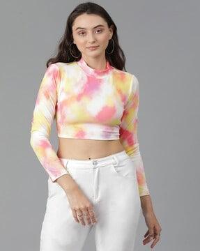 women regular fit ombre-dyed crop top