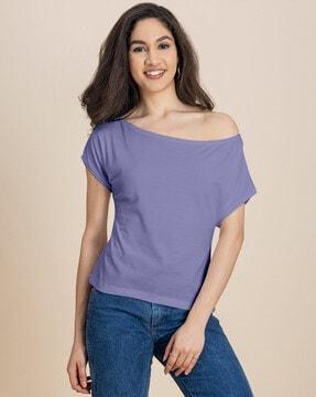 women regular fit one-shoulder cotton top