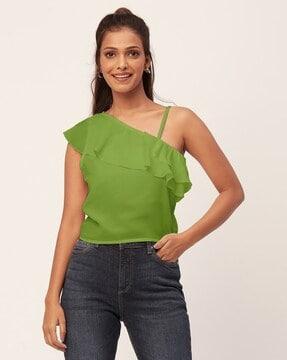 women regular fit one-shoulder top