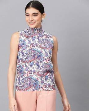 women regular fit paisley print top