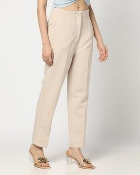 women regular fit pants with insert pockets