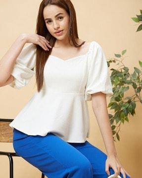 women regular fit peplum top