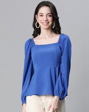 women regular fit peplum top