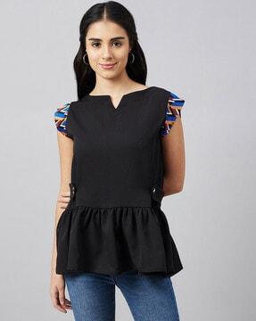 women regular fit peplum top