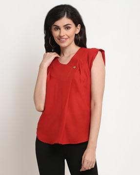 women regular fit pleated top