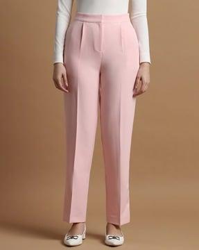 women regular fit pleated trousers