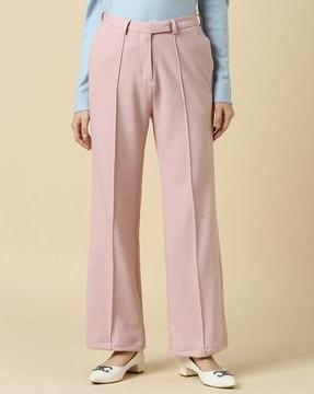 women regular fit pleated trousers