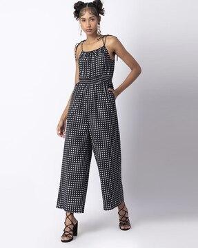 women regular fit polka-dot print jumpsuit