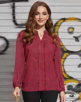 women regular fit polka-dot print top