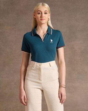 women regular fit polo t-shirt with logo embroidered