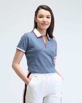 women regular fit polo t-shirt with logo embroidered