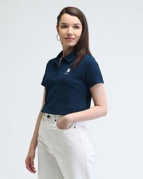 women regular fit polo t-shirt with logo embroidered