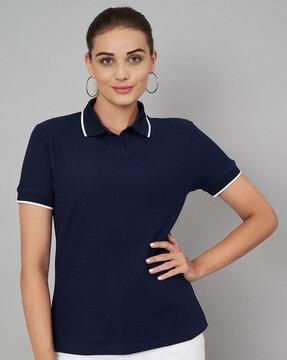 women regular fit polo t-shirt with short sleeves