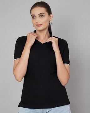 women regular fit polo t-shirt with short sleeves