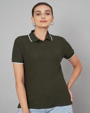 women regular fit polo t-shirt with short sleeves