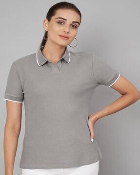 women regular fit polo t-shirt with short sleeves