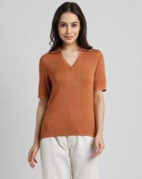 women regular fit polo t-shirt