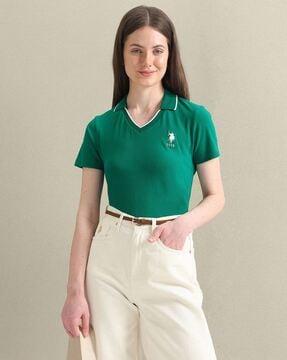 women regular fit polo t-shirt