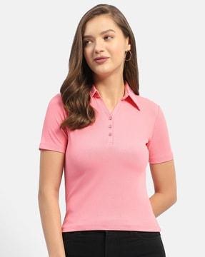 women regular fit polo t-shirt