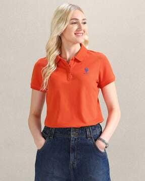 women regular fit polo t-shirt