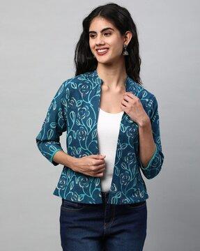 women regular fit printed jacket