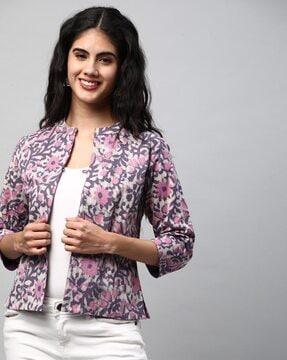 women regular fit printed jacket