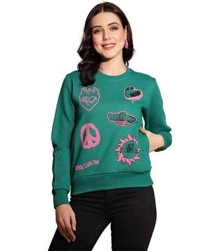 women regular fit printed round-neck sweatshirt