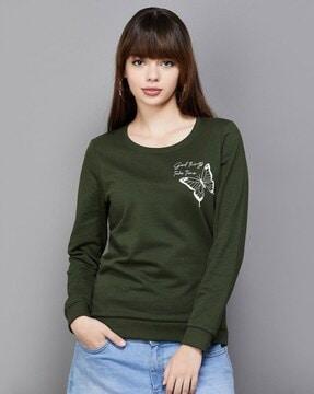 women regular fit printed round-neck sweatshirt