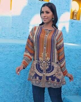 women regular fit printed tunic