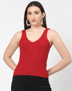 women regular fit ribbed top