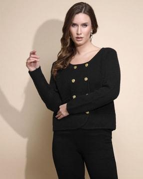 women regular fit round-neck coat