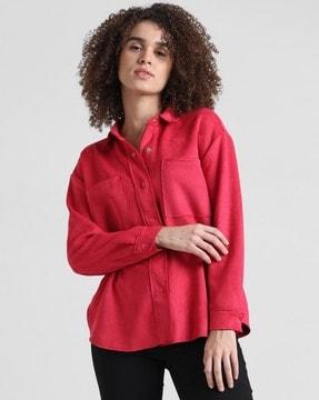 women regular fit shaket with cuffed sleeves