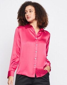 women regular fit shirt with button closure