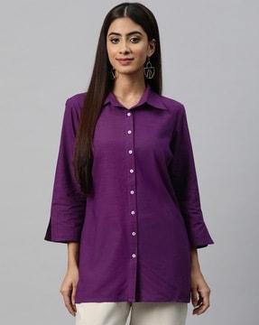 women regular fit shirt with button closure