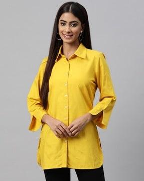 women regular fit shirt with button closure