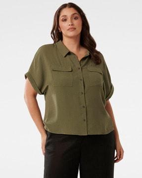 women regular fit shirt with flap-pockets