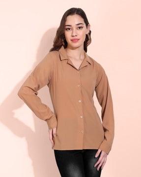 women regular fit shirt with full-length sleeves