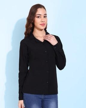 women regular fit shirt with full-length sleeves