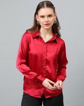 women regular fit shirt with full sleeves