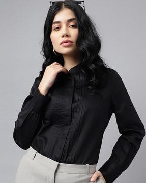 women regular fit shirt with full sleeves