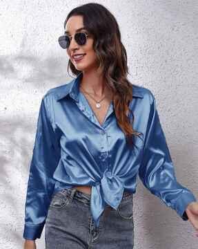 women regular fit shirt with full sleeves