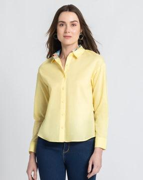 women regular fit shirt with full sleeves