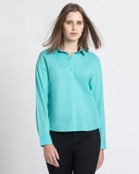 women regular fit shirt with full sleeves