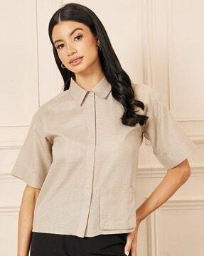 women regular-fit shirt with patch pocket