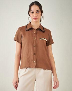 women regular fit shirt with short sleeves