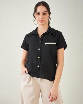 women regular fit shirt with short sleeves