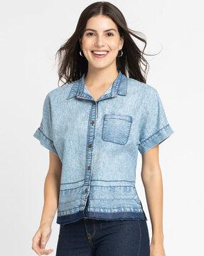 women regular fit shirt with short sleeves