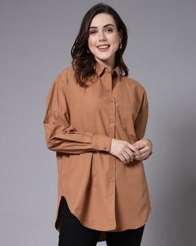 women regular fit shirt with spread-collar