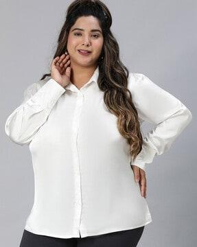 women regular fit shirt with spread-collar