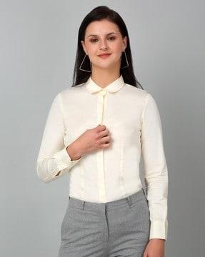 women regular fit shirt with spread collar